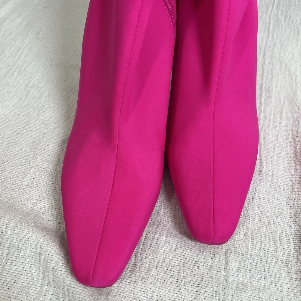 STEVE MADDEN Womens Pink Stretch Pointed Toe Zip-Up Booties 8.5 M Boots Mob Wife